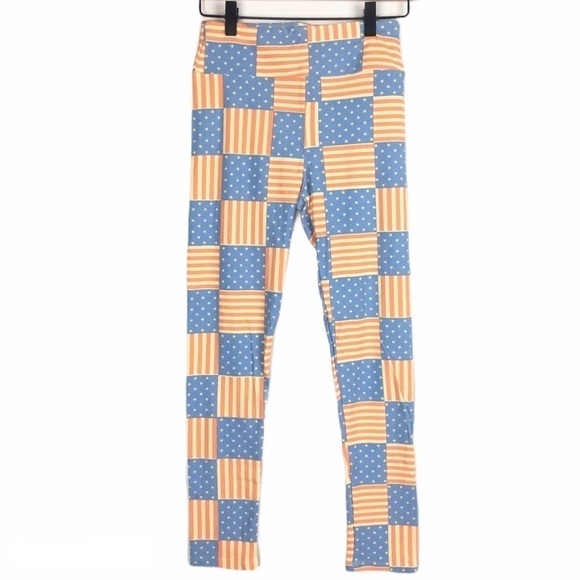 LULAROE Leggings Americana Flag Stars Stripes OS One Size Patriotic July 4th USA - Picture 2 of 9